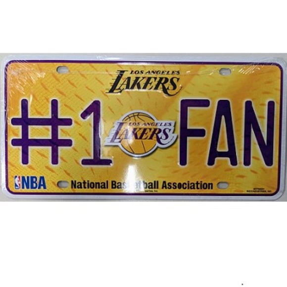 🏀🆕 LOS ANGELES LAKERS ALUMINUM #1 FAN LICENSE PLATE -NBA - UNISEX - Picture 1 of 1